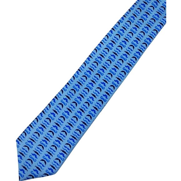 Tailorbyrd Collection Silk Tie Blue Mustache Pattern For Men - Picture 1 of 8